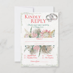 Terrakotta Pampasgras Hochzeitsantwortkarte RSVP Karte