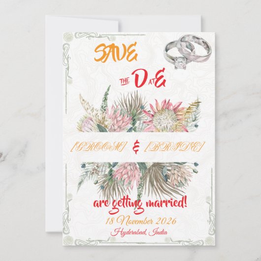 Terrakotta-Pampasgras-Hochzeitseinladung Save The Date (Vorderseite)