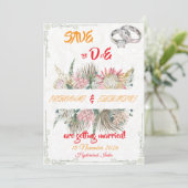 Terrakotta-Pampasgras-Hochzeitseinladung Save The Date (Stehend Vorderseite)