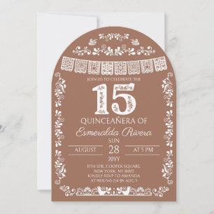 Terrakotta-Papel-Picado-Quinceañera-15. Geburtstag Einladung