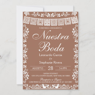 Terrakotta-Papel-Picado-Spanische Hochzeit Einladung
