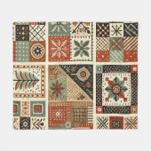 Terrakotta-Patchwork-Quilt Rustikal Retro Vintage Fleecedecke (Vorderseite (Horizontal))