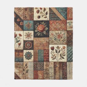 Terrakotta-Patchwork-Quilt rustikal retro vintage Fleecedecke