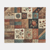 Terrakotta-Patchwork-Quilt Rustikal Retro Vintage Fleecedecke (Vorderseite (Horizontal))