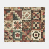 Terrakotta-Patchwork-Quilt Rustikal Retro Vintage Fleecedecke (Vorderseite (Horizontal))