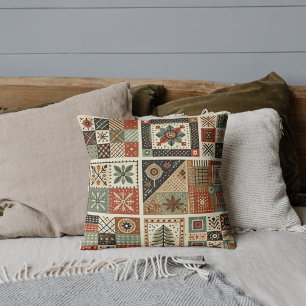 Terrakotta-Patchwork-Quilt Rustikal Retro Vintage Kissen