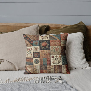 Terrakotta-Patchwork-Quilt Rustikal Retro Vintage Kissen