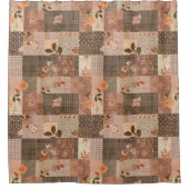 Terrakotta Patchwork-Quilt Rustikale Blumen Retro Duschvorhang (Vorderseite)