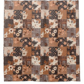 Terrakotta Patchwork-Quilt Rustikale Blumen Retro Duschvorhang (Vorderseite)