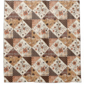Terrakotta Patchwork-Quilt Rustikale Blumen Retro Duschvorhang (Vorderseite)