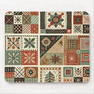 Terrakotta-Patchwork-Quilt-Rüstikale Blumen-Schrei Mousepad