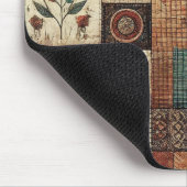Terrakotta-Patchwork-Quilt-Rüstikale Blumen-Schrei Mousepad (Ecke)