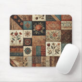 Terrakotta-Patchwork-Quilt-Rüstikale Blumen-Schrei Mousepad (Mit Mouse)