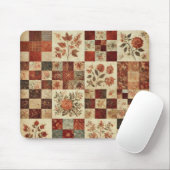 Terrakotta-Patchwork-Quilt-Rüstikale Blumen-Schrei Mousepad (Mit Mouse)