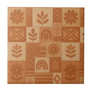 Terrakotta-Patchwork-Quilt rustikale Farmhaus-Blum Fliese