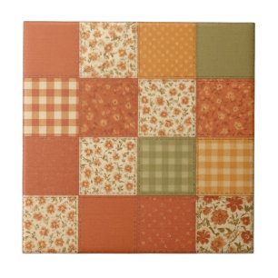 Terrakotta-Patchwork-Quilt rustikale Farmhaus-Blum Fliese