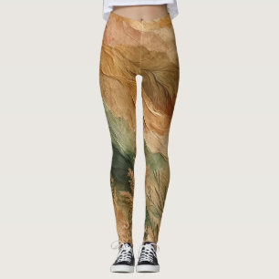 Terrakotta Pfirsich gepresste Blumen Boheme Leggings