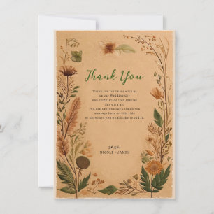 Terrakotta Pfirsich gepresste Blumen Boho Danke Einladung