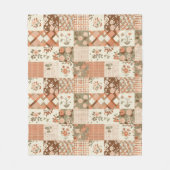 Terrakotta-Pfirsich-Quilt-Patchwork-Gingham-Blumen Fleecedecke (Vorderseite)