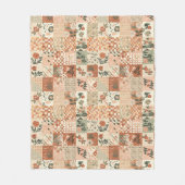 Terrakotta-Pfirsich-Quilt-Patchwork-Gingham-Blumen Fleecedecke (Vorderseite)