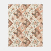 Terrakotta-Pfirsich-Quilt-Patchwork-Gingham-Blumen Fleecedecke (Vorderseite)