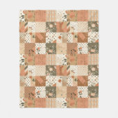 Terrakotta-Pfirsich-Quilt-Patchwork-Gingham-Blumen Fleecedecke (Vorderseite)