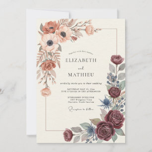 Terrakotta-Pfirsich-Ranunculus-Sage-Hochzeit Einladung