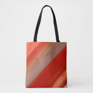 Terrakotta-Pfirsich-Streifen Individueller Name Tasche