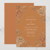 Terrakotta-Pressblumen-Hochzeit Einladung (Vorne/Hinten)