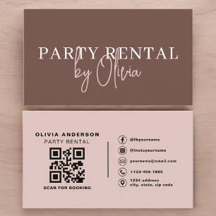 Terrakotta-QR-Code-Partyverleih Modern Visitenkarte