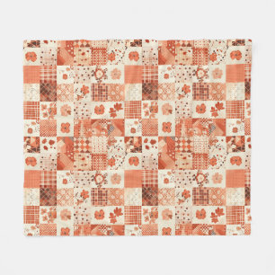 Terrakotta-Quilt-Patchwork-Gingham-Cottagecore Fleecedecke