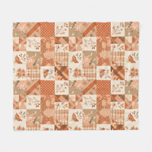 Terrakotta-Quilt-Patchwork-Gingham-Cottagecore Fleecedecke