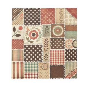 Terrakotta-Quilt und Patchwork Farbige Blumenmuste Notizblock