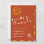 Terrakotta Retro-Disco-Hochzeit Einladung (Vorderseite)