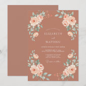Terrakotta Romantische Rustikale Hochzeit Einladung (Vorne/Hinten)