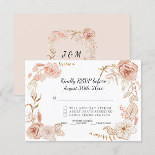 Terrakotta-Rosa-Aquarell-Blumenhochzeit mit RSVP Einladung