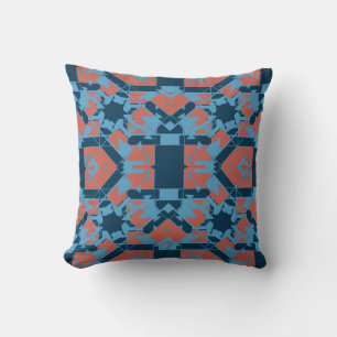 Terrakotta Rosa Blau Marine Buntglas Blumenkunst Kissen