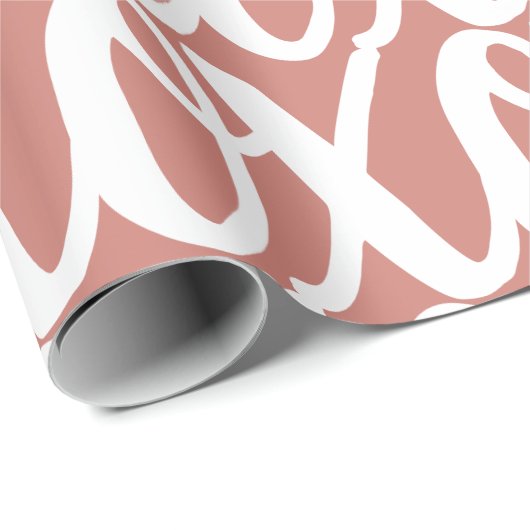 Terrakotta-rosa weißes Muster Geschenkpapier (Rolleneckpunkt)