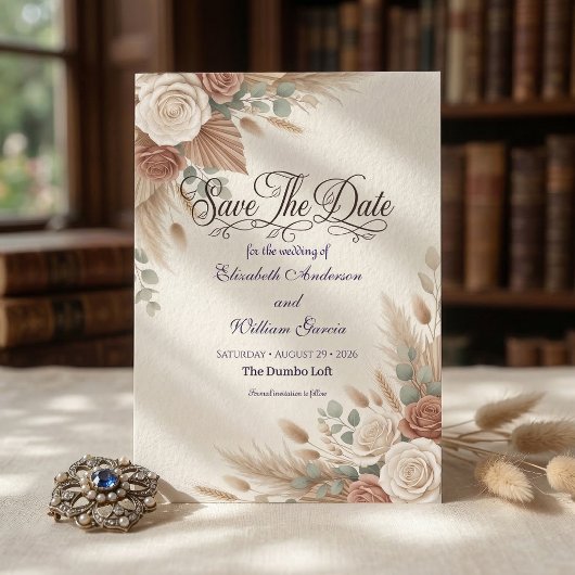 Terrakotta Rose Rustikal Romantisch Boho Save The Date