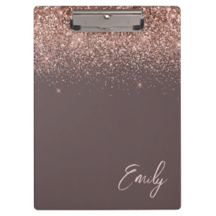 Terrakotta Rosen Gold Rouge Pink Glitter Monogramm Klemmbrett