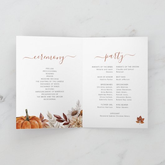 Terrakotta-Rost Blätter Herbstliche Hochzeit im He Programm (Innenseite)