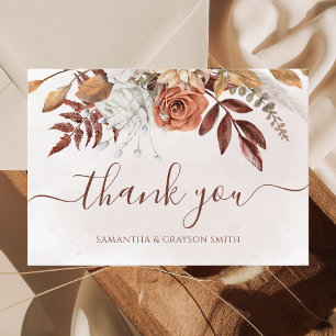 Terrakotta-Rost-Blumen-Boho-Herbst-Hochzeits-Danke Dankeskarte