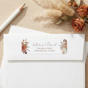 Terrakotta-Rost-Blumen-Boho-Herbstlaub-Hochzeit