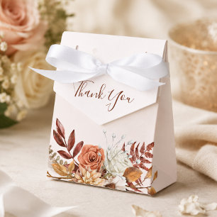 Terrakotta-Rost-Blumen Boho-Herbstlaub-Hochzeit Geschenkschachtel