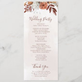 Terrakotta-Rost-Blumen Boho-Herbstlaub-Hochzeit Programm (Rückseite)