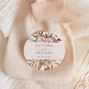 Terrakotta-Rost-Blumen Boho-Herbstlaub-Hochzeit Runder Aufkleber