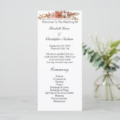 Terrakotta-Rost-Boho-Blumen-Hochzeitsprogramm Menükarte (Stehend Vorderseite)