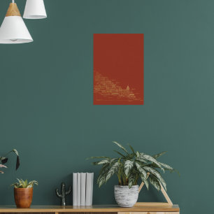 Terrakotta-Rost-Gebirgslandschaft Minimalistische Poster