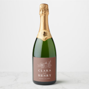 Terrakotta-Rost-Kürbis-Hochzeits-Champagner-Etiket Schaumweinetikett