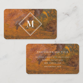 Terrakotta-Rost-Metalltextur-Monogramm-Initiale Visitenkarte